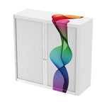 Office  Tambour Abstract Cupboard  100cm H with 2 shelves EOTAM1M-Abstract 9 Office Furniture and Home Remote Working