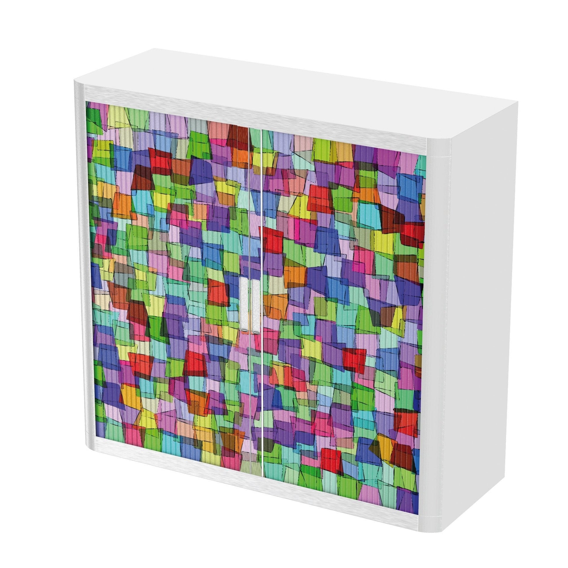 Office  Tambour Abstract Cupboard  100cm H with 2 shelves EOTAM1M-Abstract 8 Office Furniture and Home Remote Working