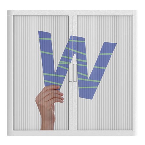 Office  Tambour Alphabet Cupboard  100cm H with 2 shelves EOTAM1M-Alphabet 25 Office Furniture and Home Remote Working