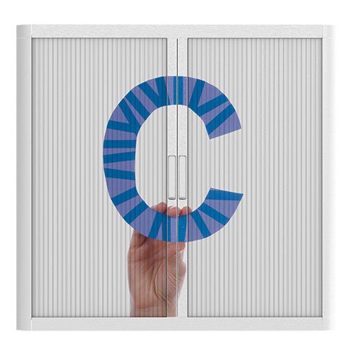 Office  Tambour Alphabet Cupboard  100cm H with 2 shelves EOTAM1M-Alphabet 5 Office Furniture and Home Remote Working