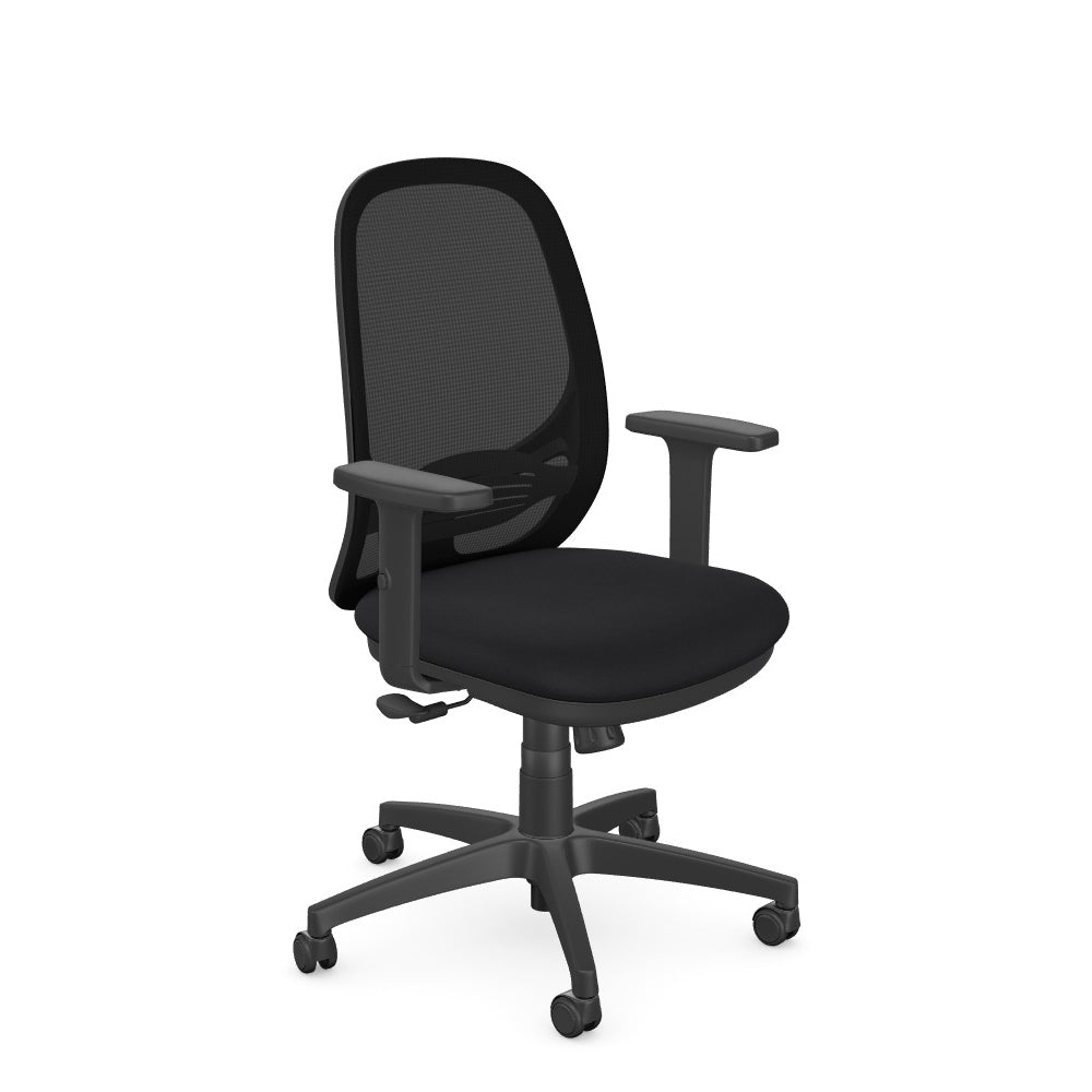 Andy Mesh Back Chair Black Base, Black  Adjustable Arm Sliding Pad - Evert E008 8 Office Furniture and Home Remote Working