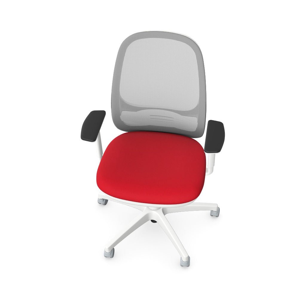 Andy Mesh Back Chair White Base, Grey Mesh, Adjustable Arm Evert E005 5 Office Furniture and Home Remote Working