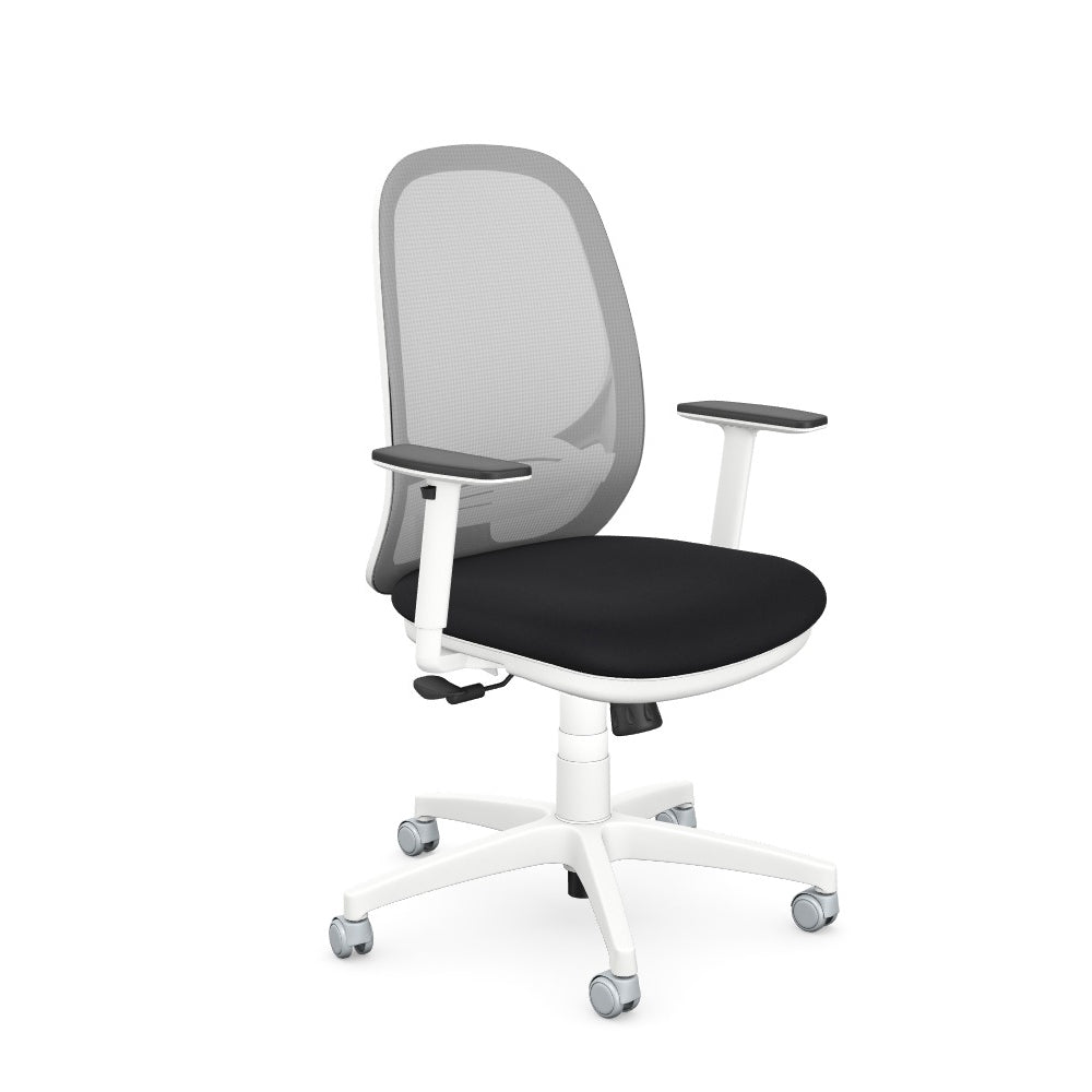 Andy Mesh Back Chair White Base, Grey Mesh, Adjustable Arm Evert E001 1 Office Furniture and Home Remote Working