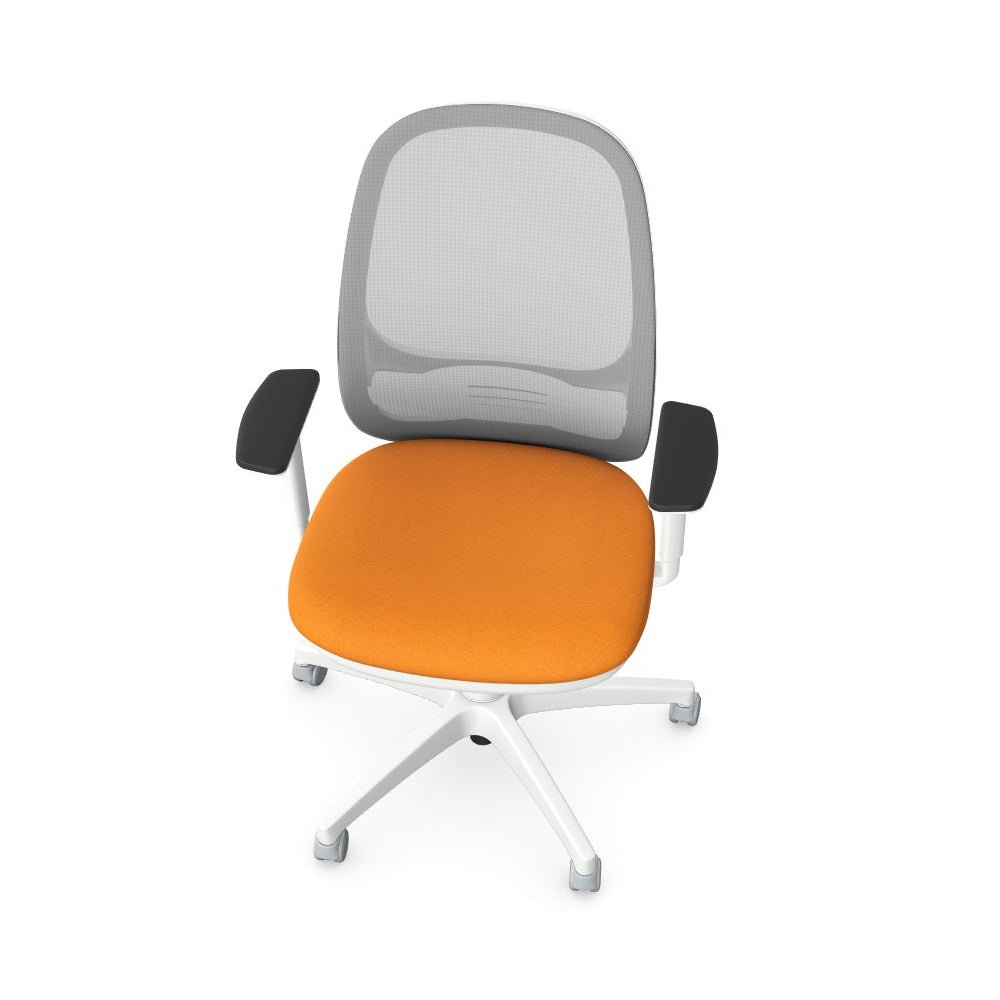 Andy Mesh Back Chair White Base, Grey Mesh, Adjustable Arm Evert E004 4 Office Furniture and Home Remote Working