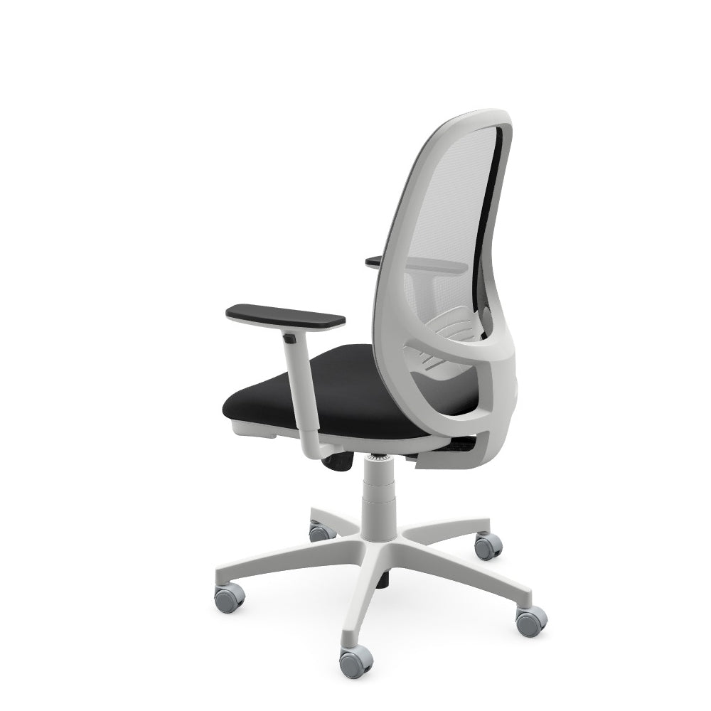 Andy Mesh Back Chair White Base, Grey Mesh, Adjustable Arm Evert E006 6 Office Furniture and Home Remote Working