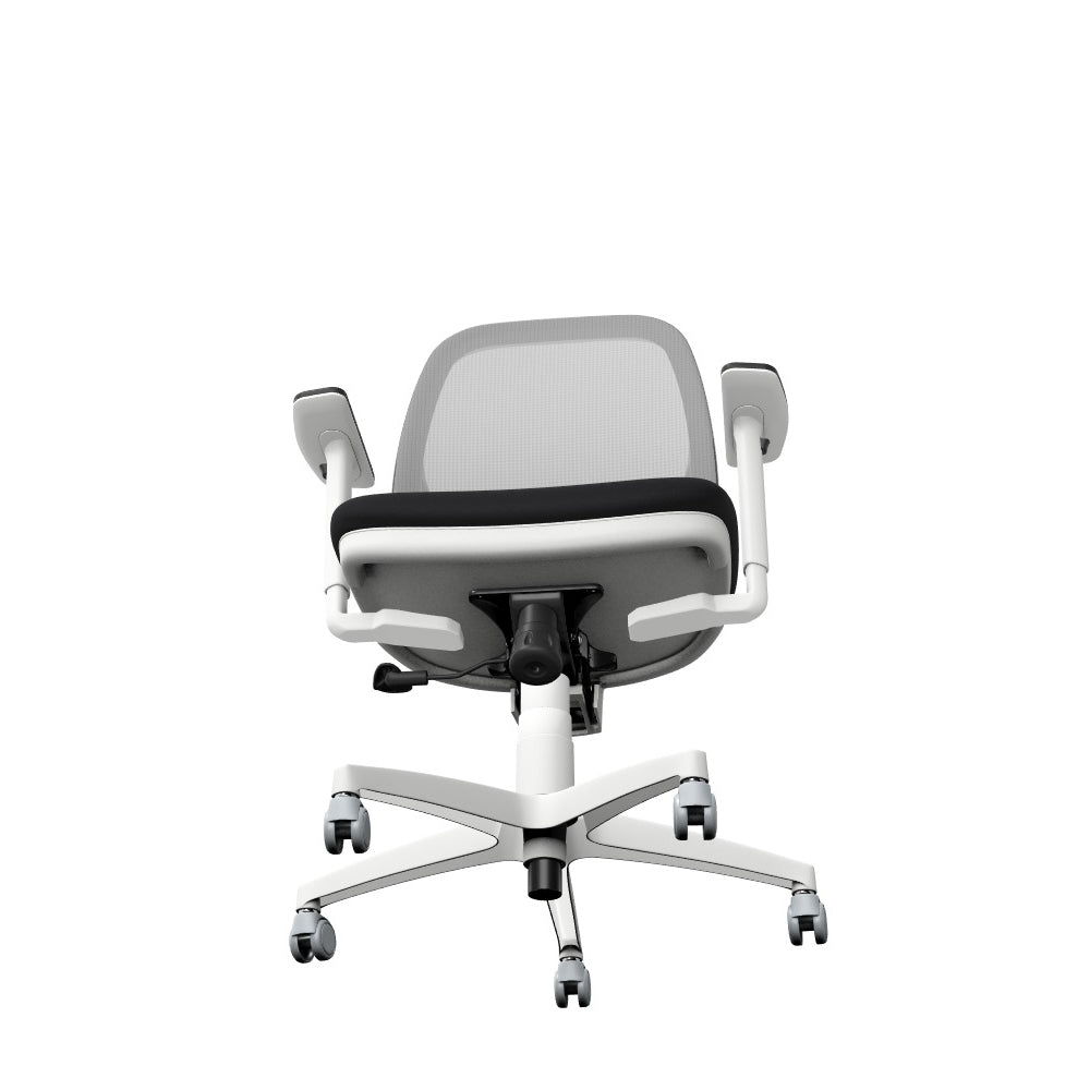 Andy Mesh Back Chair White Base, Grey Mesh, Adjustable Arm Evert E002 2 Office Furniture and Home Remote Working