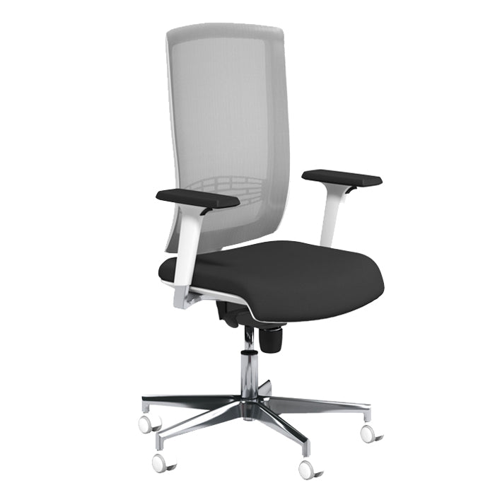 Begin White Chrome Baseumbar Zodiac PUS arms - MS2001 Black Mesh - Evert 2 Office Furniture and Home Remote Working