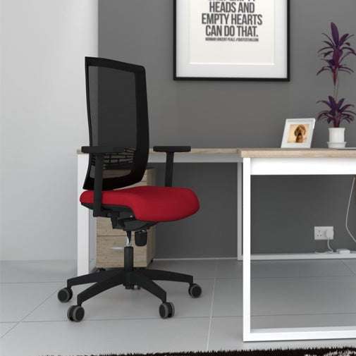 Begin White Chrome Baseumbar Zodiac PUS arms - MS2001 Black Mesh - Evert 4 Office Furniture and Home Remote Working