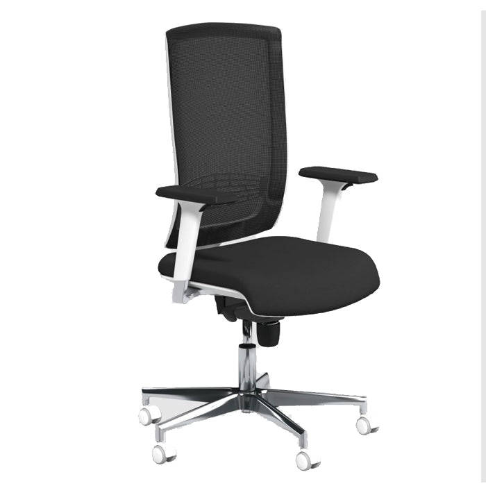 Premium Office Chair Begin White Chrome Lumbar support and adjustable arms