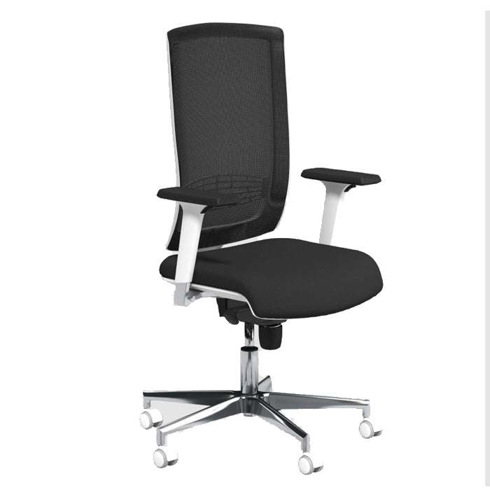 Premium Office Chair Begin White Chrome Lumbar support and adjustable arms