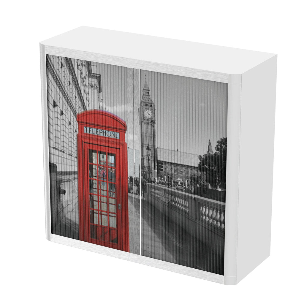 Office  Tambour City Cupboard  100cm H with 2 shelves EOTAM1M-City 1 Office Furniture and Home Remote Working