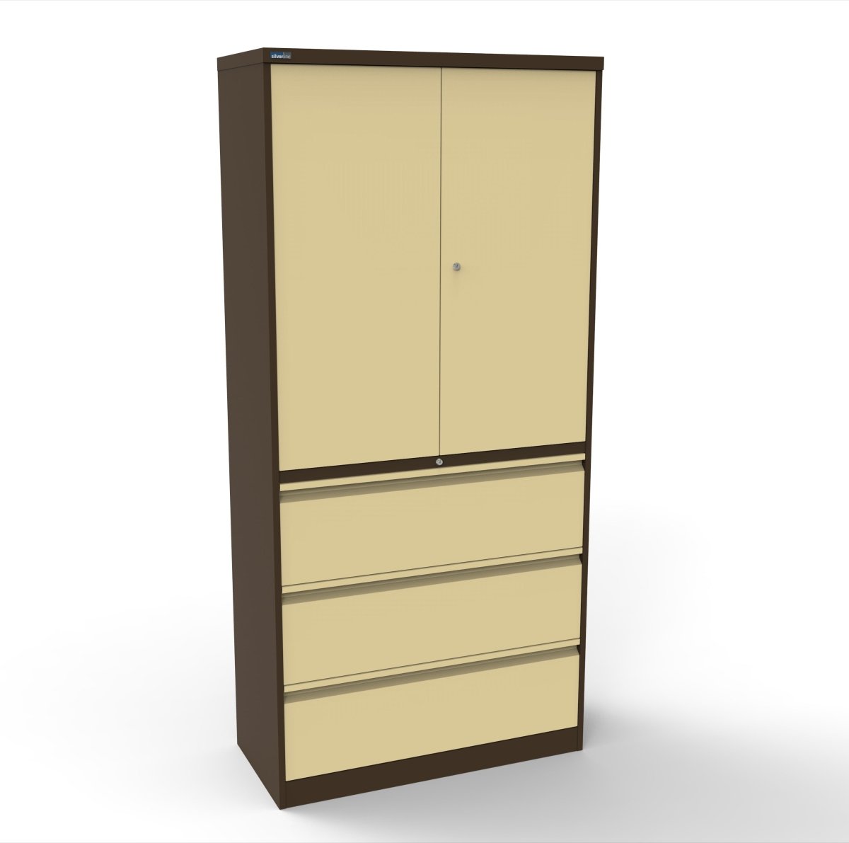 CSD378 Silverline Combination Cupboard 3 Drawer & Cupboard Satin White 16 Office Furniture