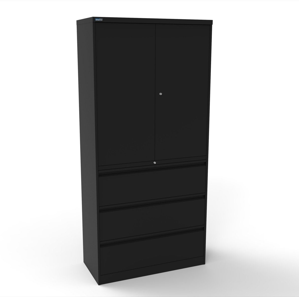CSD378 Silverline Combination Cupboard 3 Drawer & Cupboard Satin White 13 Office Furniture