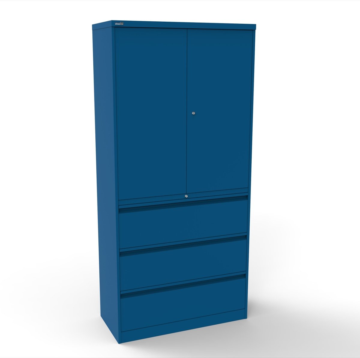 CSD378 Silverline Combination Cupboard 3 Drawer & Cupboard Satin White 14 Office Furniture