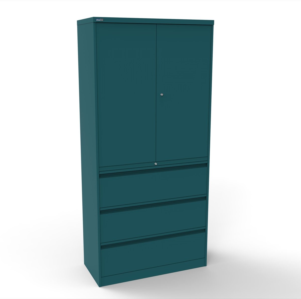 CSD378 Silverline Combination Cupboard 3 Drawer & Cupboard Satin White 39 Office Furniture