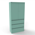 CSD378 Silverline Combination Cupboard 3 Drawer & Cupboard Satin White 26 Office Furniture