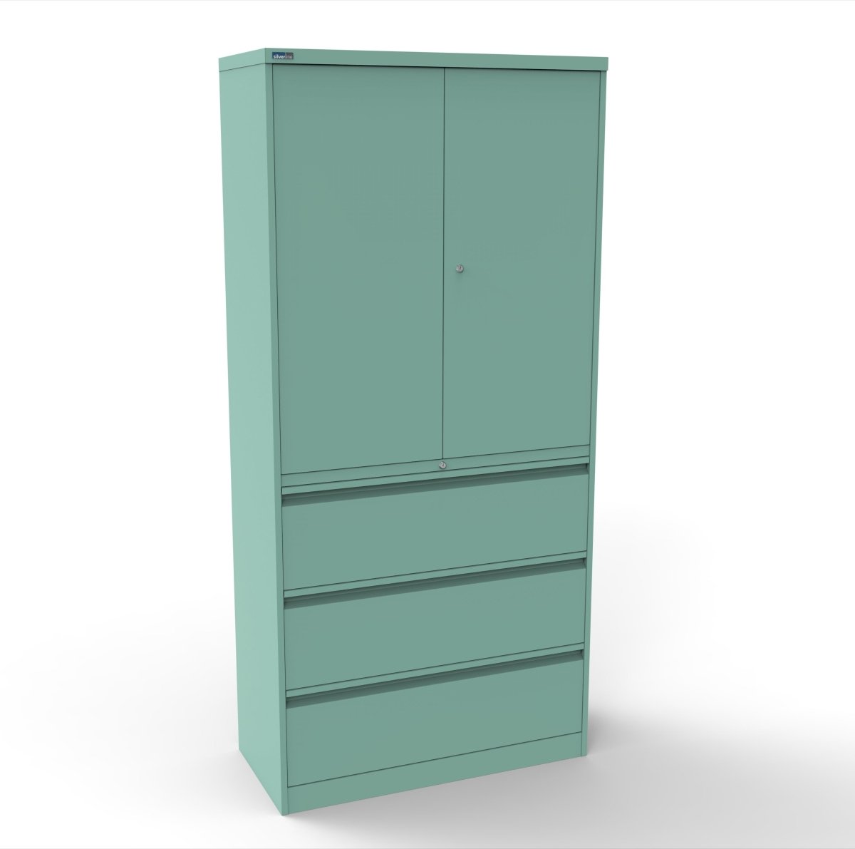 CSD378 Silverline Combination Cupboard 3 Drawer & Cupboard Satin White 26 Office Furniture