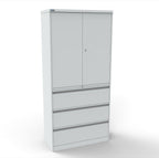CSD378 Silverline Combination Cupboard 3 Drawer & Cupboard Satin White 2 Office Furniture