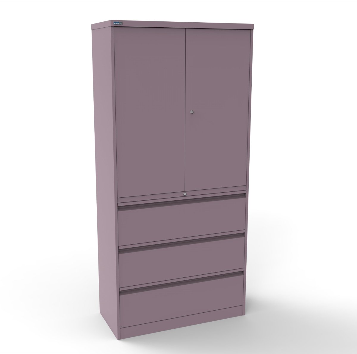 CSD378 Silverline Combination Cupboard 3 Drawer & Cupboard Satin White 27 Office Furniture