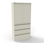 CSD378 Silverline Combination Cupboard 3 Drawer & Cupboard Satin White 11 Office Furniture