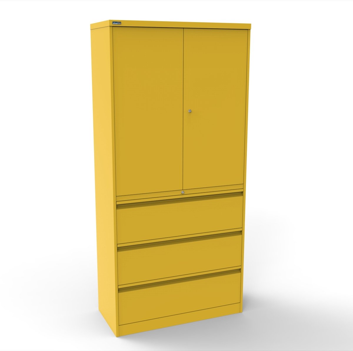 CSD378 Silverline Combination Cupboard 3 Drawer & Cupboard Satin White 23 Office Furniture