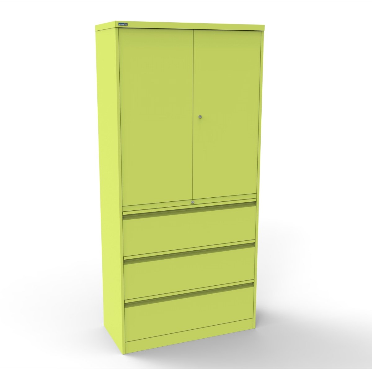 CSD378 Silverline Combination Cupboard 3 Drawer & Cupboard Satin White 17 Office Furniture