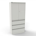 CSD378 Silverline Combination Cupboard 3 Drawer & Cupboard Satin White 47 Office Furniture