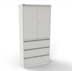 CSD378 Silverline Combination Cupboard 3 Drawer & Cupboard Satin White 47 Office Furniture