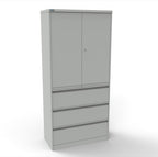 CSD378 Silverline Combination Cupboard 3 Drawer & Cupboard Satin White 24 Office Furniture