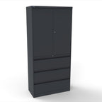 CSD378 Silverline Combination Cupboard 3 Drawer & Cupboard Satin White 21 Office Furniture