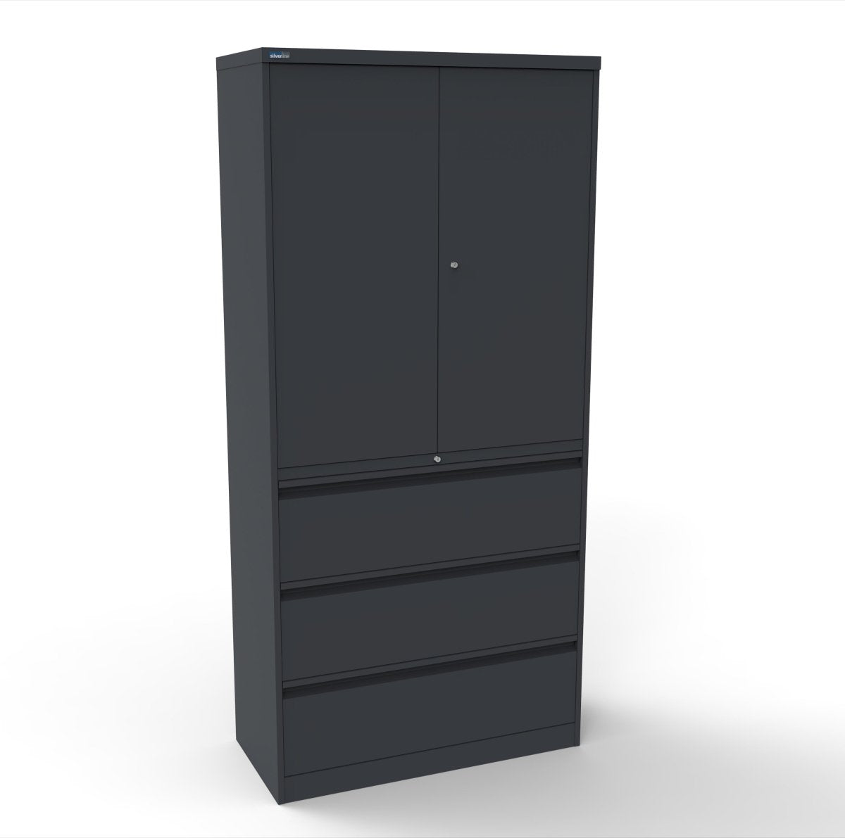 CSD378 Silverline Combination Cupboard 3 Drawer & Cupboard Satin White 21 Office Furniture