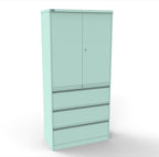 CSD378 Silverline Combination Cupboard 3 Drawer & Cupboard Satin White 28 Office Furniture