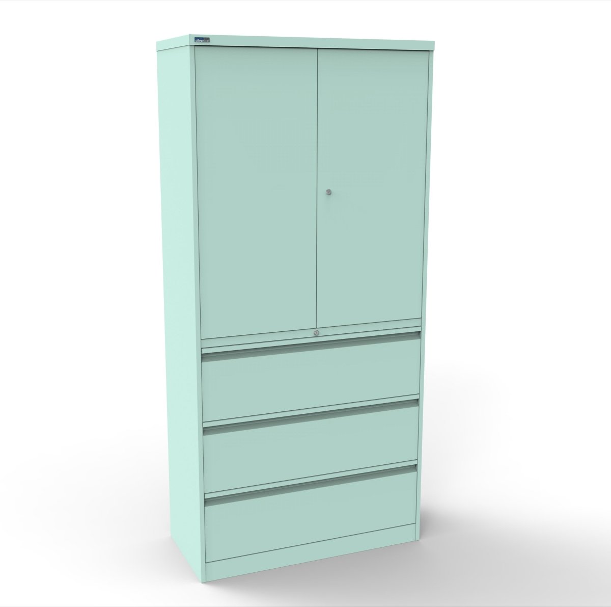 CSD378 Silverline Combination Cupboard 3 Drawer & Cupboard Satin White 28 Office Furniture