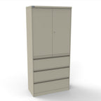 CSD378 Silverline Combination Cupboard 3 Drawer & Cupboard Satin White 30 Office Furniture