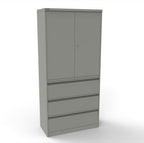 CSD378 Silverline Combination Cupboard 3 Drawer & Cupboard Satin White 20 Office Furniture
