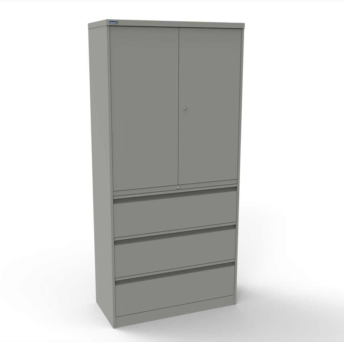 CSD378 Silverline Combination Cupboard 3 Drawer & Cupboard Satin White 20 Office Furniture