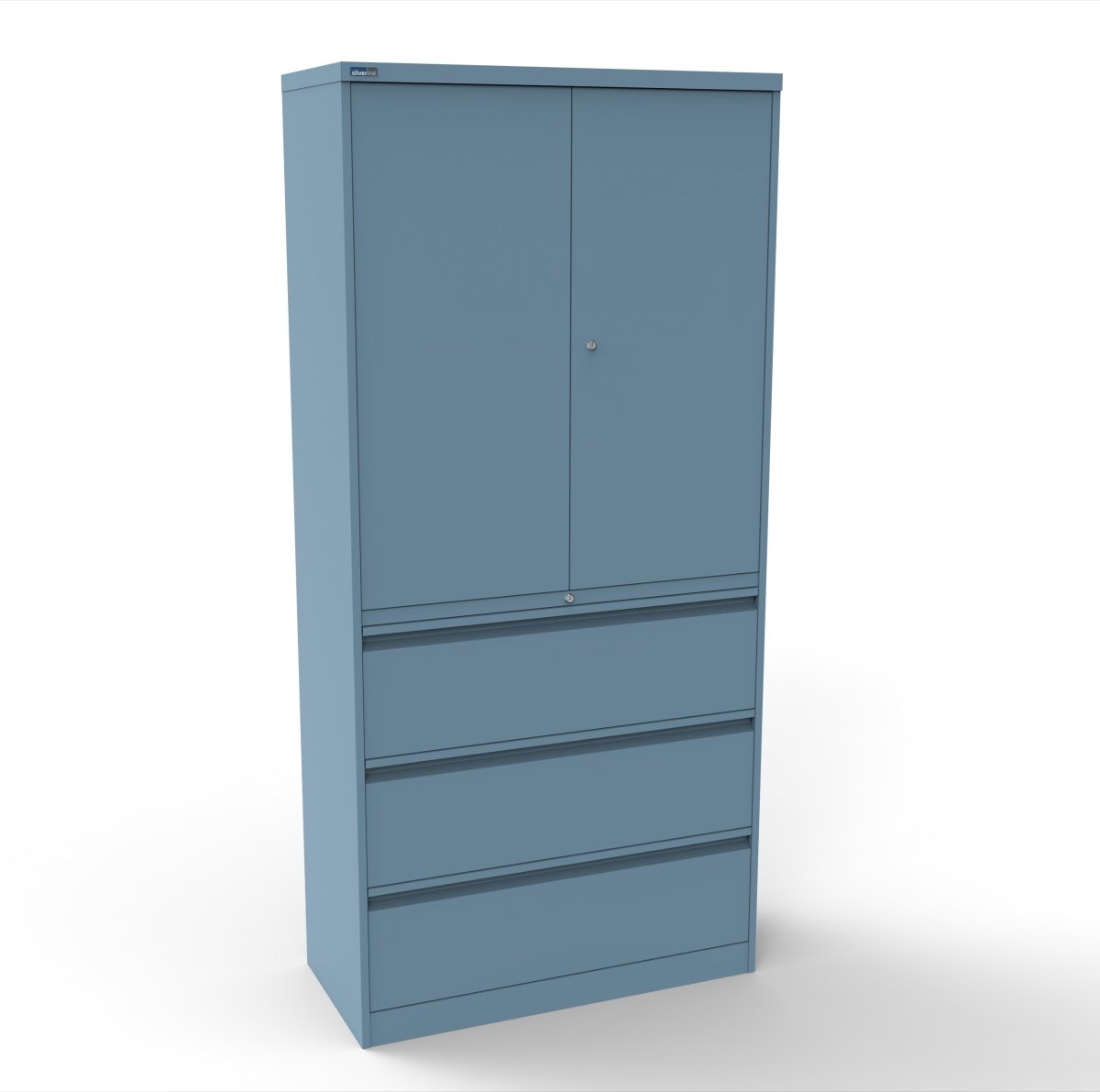 CSD378 Silverline Combination Cupboard 3 Drawer & Cupboard Satin White 25 Office Furniture