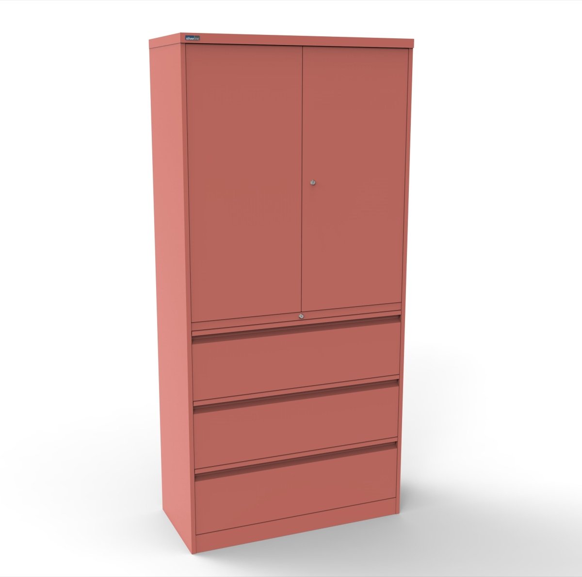 CSD378 Silverline Combination Cupboard 3 Drawer & Cupboard Satin White 12 Office Furniture
