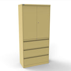 CSD378 Silverline Combination Cupboard 3 Drawer & Cupboard Satin White 22 Office Furniture
