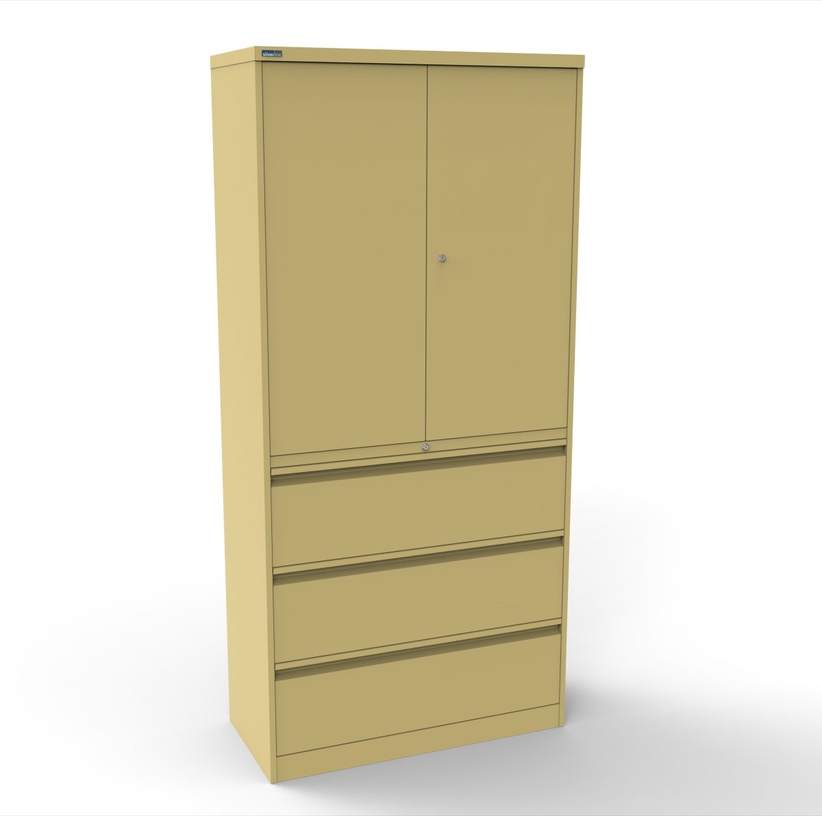 CSD378 Silverline Combination Cupboard 3 Drawer & Cupboard Satin White 22 Office Furniture