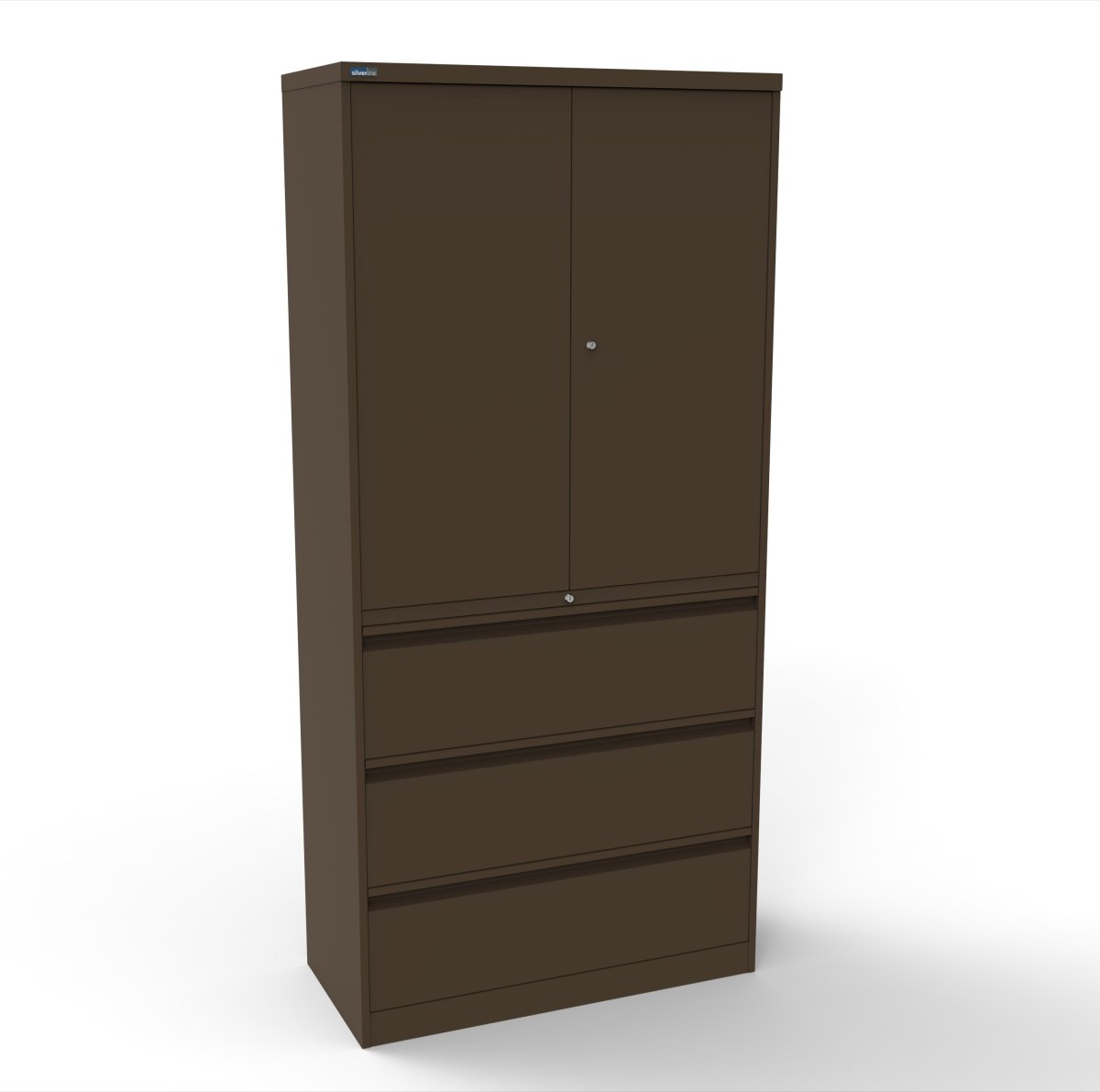 CSD378 Silverline Combination Cupboard 3 Drawer & Cupboard Satin White 19 Office Furniture