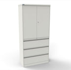 CSD378 Silverline Combination Cupboard 3 Drawer & Cupboard Satin White 5 Office Furniture