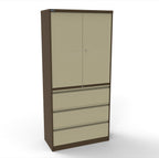 CSD378 Silverline Combination Cupboard 3 Drawer & Cupboard Satin White 18 Office Furniture