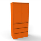 CSD378 Silverline Combination Cupboard 3 Drawer & Cupboard Satin White 32 Office Furniture