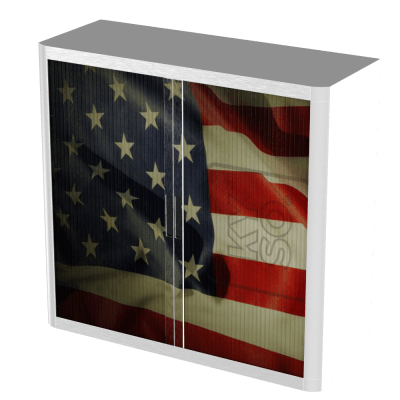 Office  Tambour Flags Cupboard  100cm H with 2 shelves EOTAM1M-Flags 3 Office Furniture and Home Remote Working