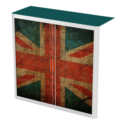 Office  Tambour Flags Cupboard  100cm H with 2 shelves EOTAM1M-Flags 1 Office Furniture and Home Remote Working