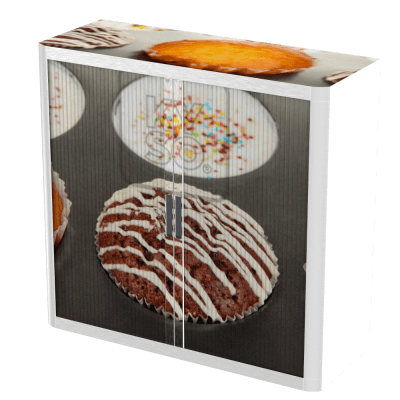 Office  Tambour Food Cupboard  100cm H with 2 shelves EOTAM1M-Food 4 Office Furniture and Home Remote Working
