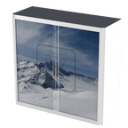 Office  Tambour Holiday Cupboard  100cm H with 2 shelves EOTAM1M-Holiday 3 Office Furniture and Home Remote Working