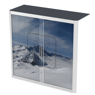 Office  Tambour Holiday Cupboard  100cm H with 2 shelves EOTAM1M-Holiday 3 Office Furniture and Home Remote Working