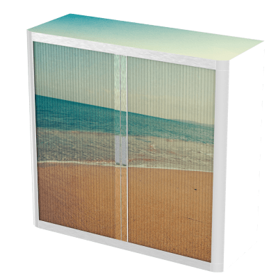Office  Tambour Holiday Cupboard  100cm H with 2 shelves EOTAM1M-Holiday 4 Office Furniture and Home Remote Working